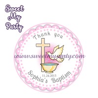 Girl Baptism stickers,Girl Christening thank you tags,(11)